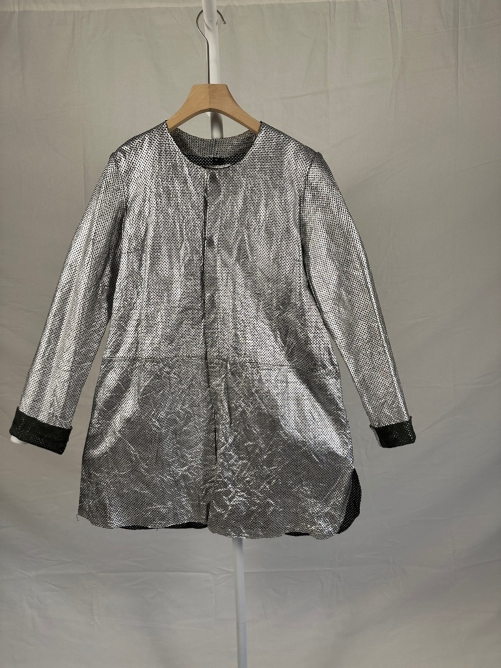 Size 12 Leather Jacket Bano eeMee Silver Perforated